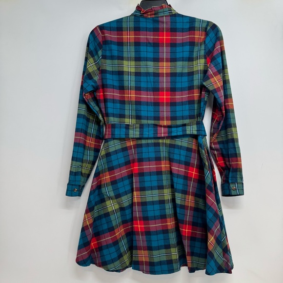 NWT Kiel James Patrick Size L Flannel Tartan Plaid Dress Tie Waist Pockets - Picture 3 of 15